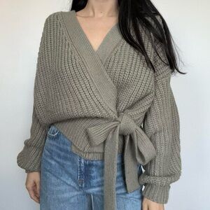 ZARA knit wrap belt tie cardigan